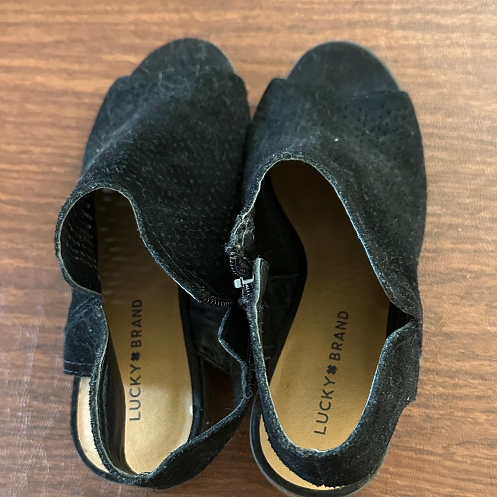 Lucky Brand Black Peep Toe Booties
